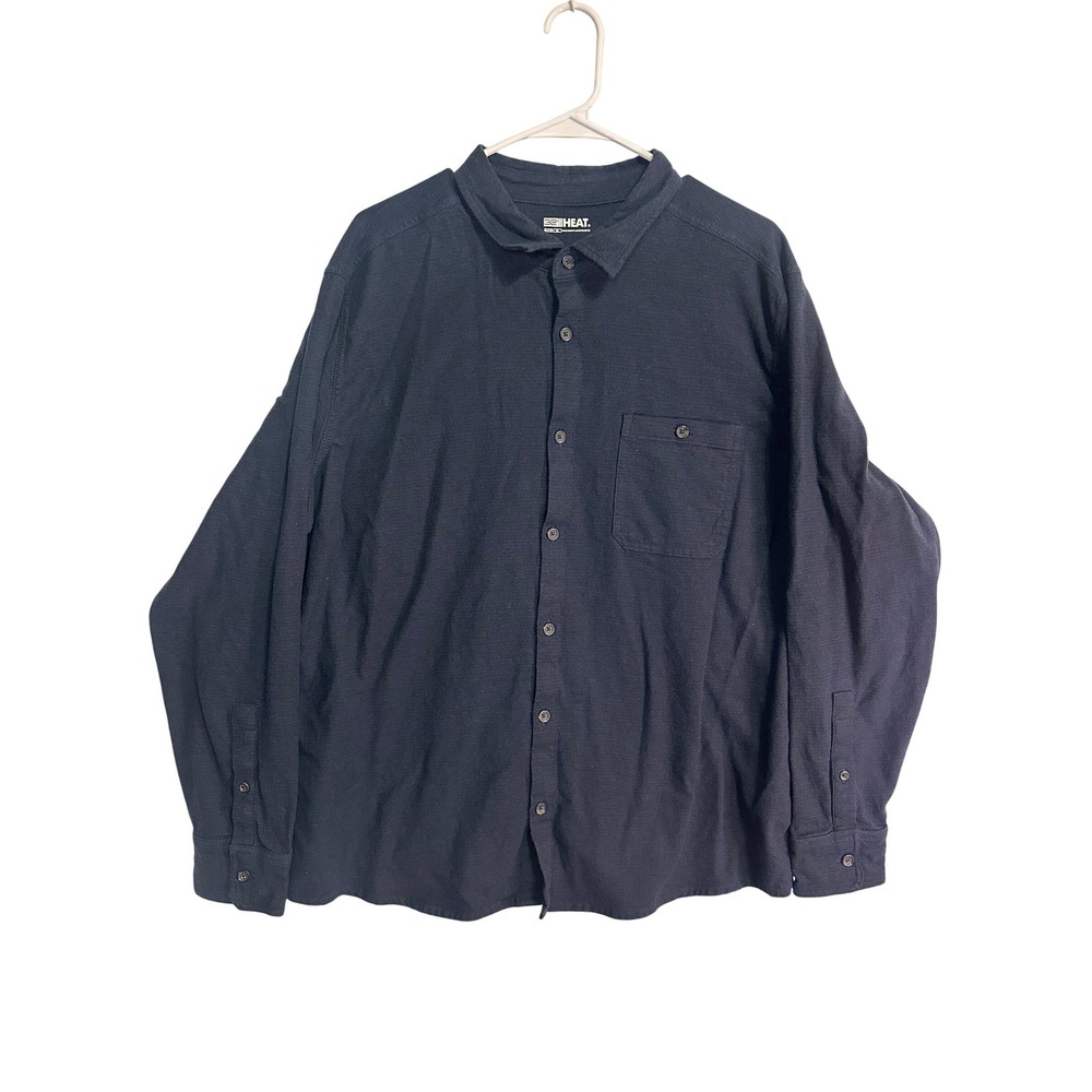 32 Degrees Heat Mens Navy Blue Long Sleeve Button Down Shirt Stretch‎ XL